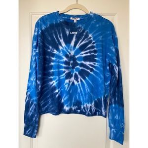 NWT Detroit Lions WEAR by Erin Andrews Tie Dye Crop Women’s Long Sleeve T-Shirt